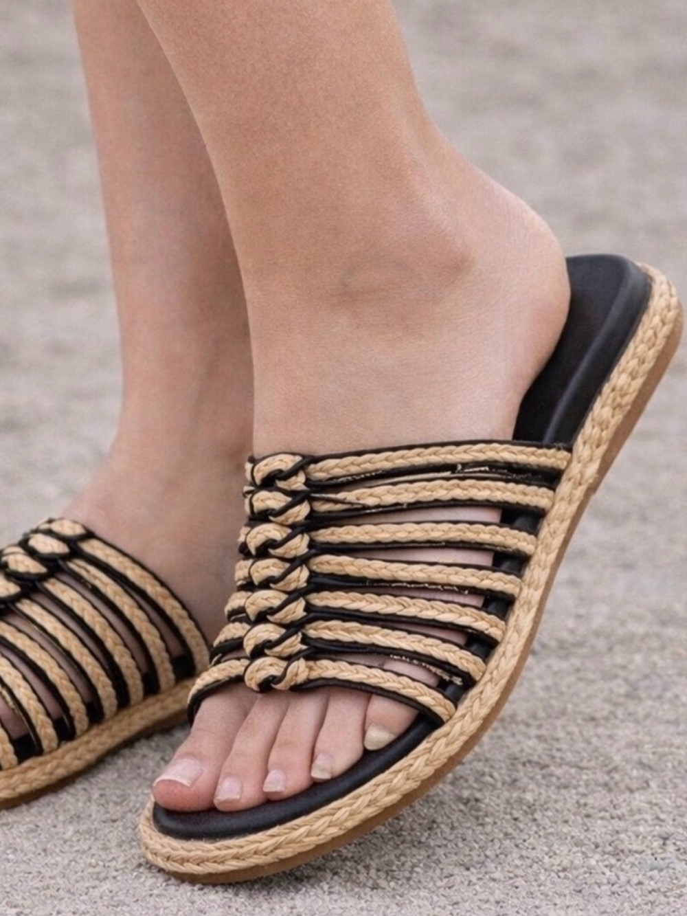 Nine West Adila 2 Womens Faux Leather Raffia Slide Sandals Women’s Size 9.5 NWB